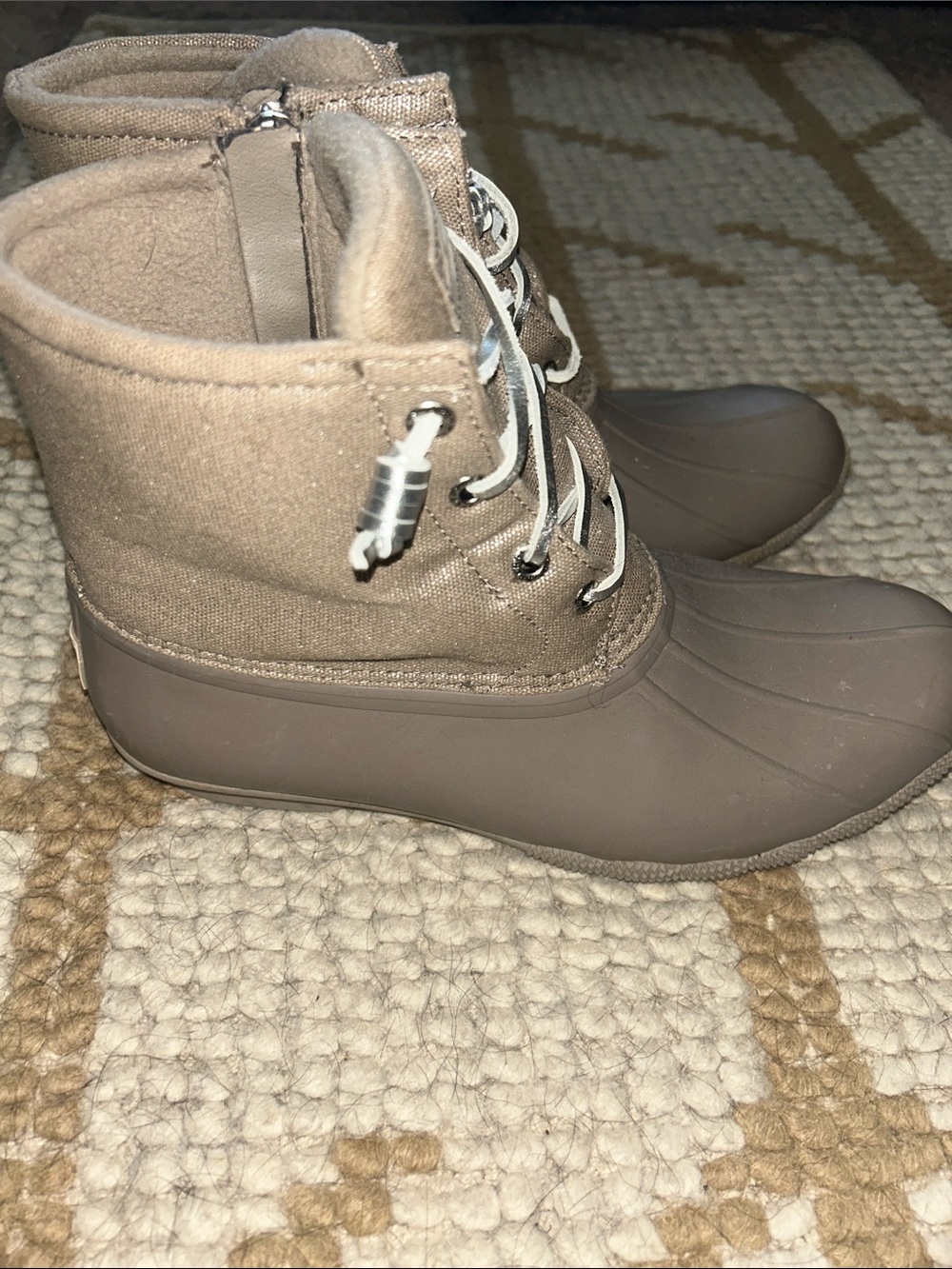 Sperry Taupe/Beige Rubber Duck Boots, Size 10 - Picture 3 of 6